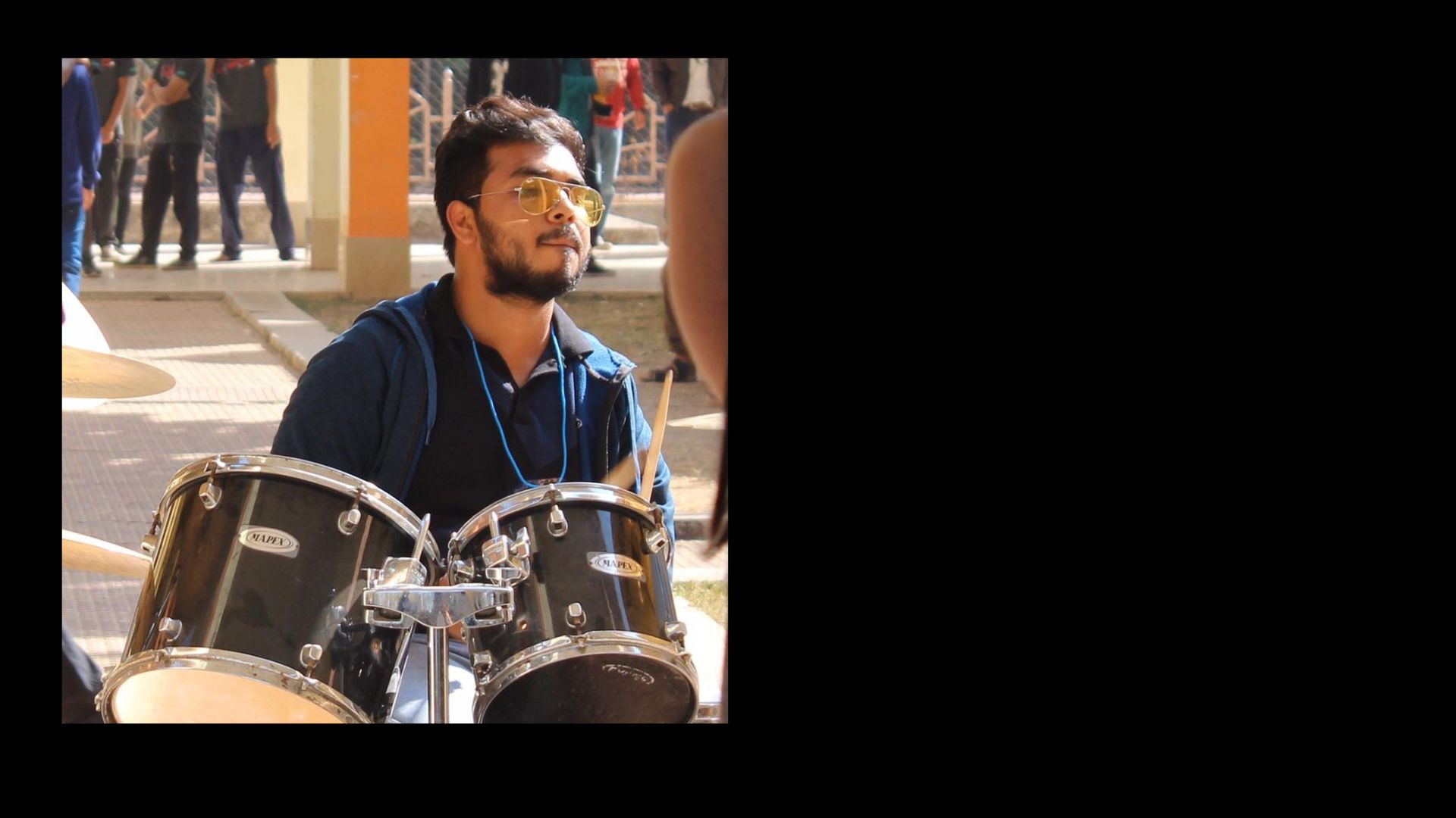 Founder at a drum kit