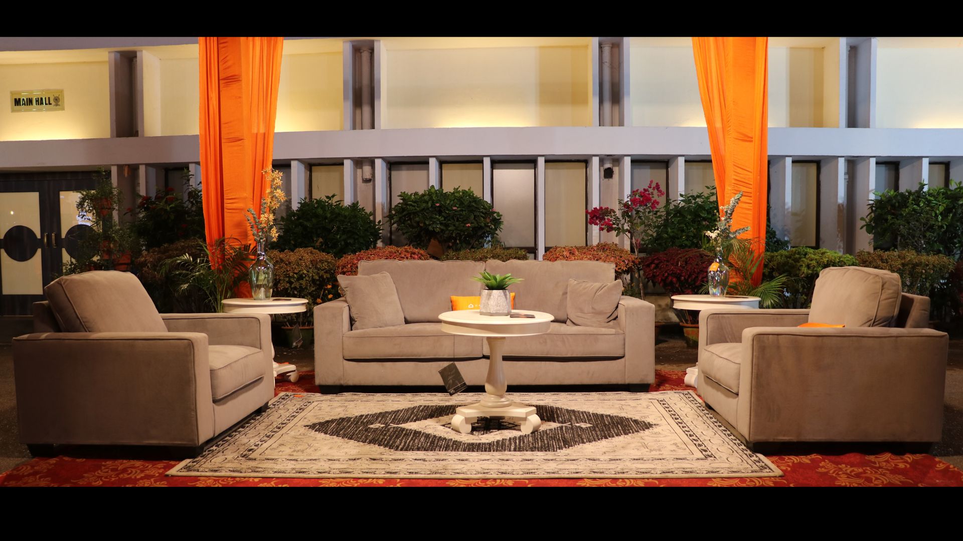 Styled lounge seating at a luxury event