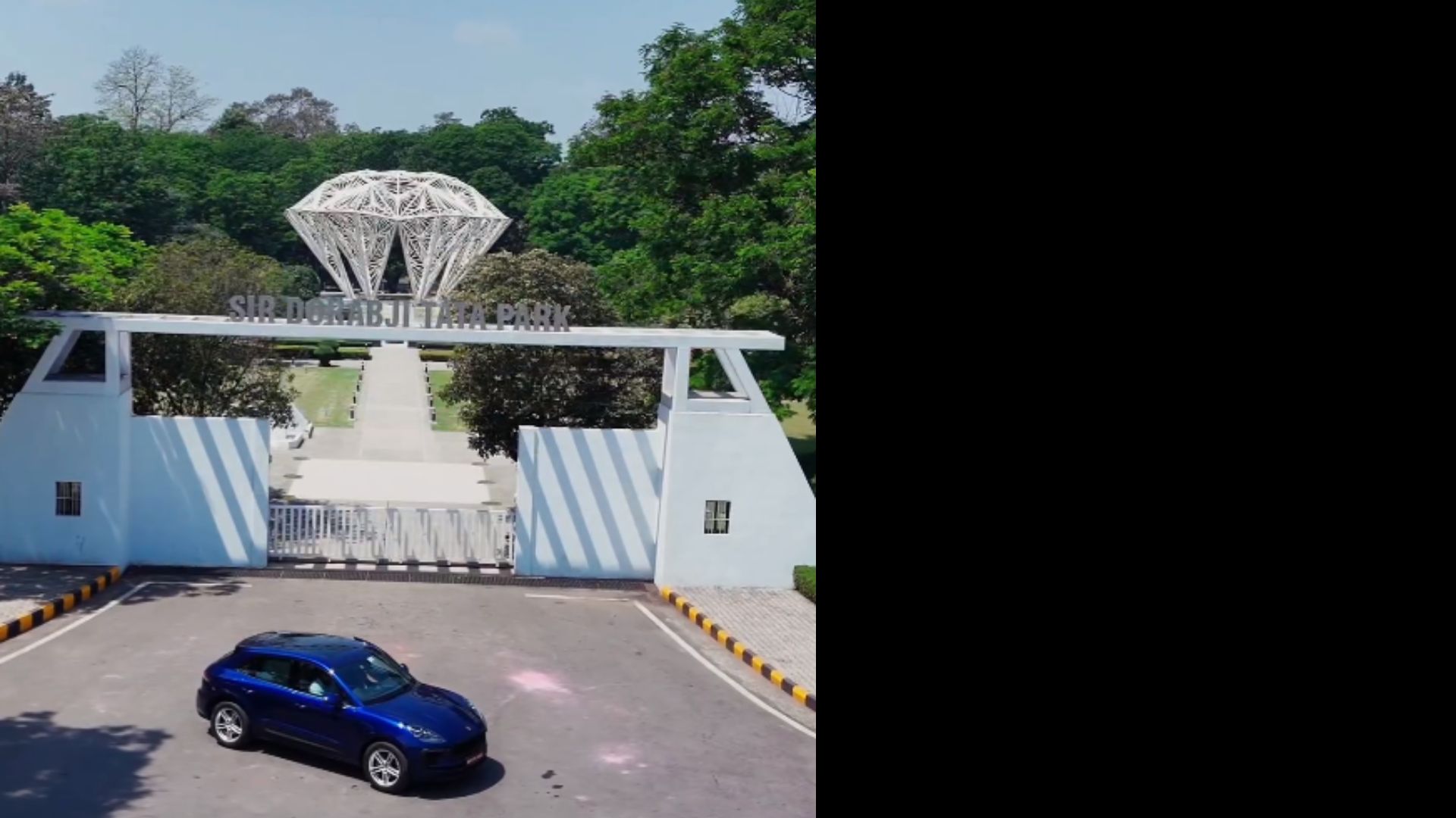 Aerial view of a car at a premium setup